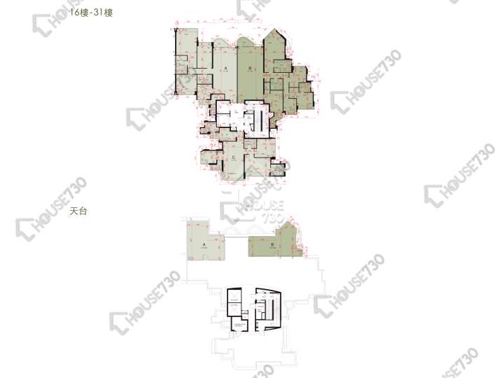 維港.星岸 平面圖 維港.星岸 3座 16-23,25-30,31樓 樓層平面圖 - House730