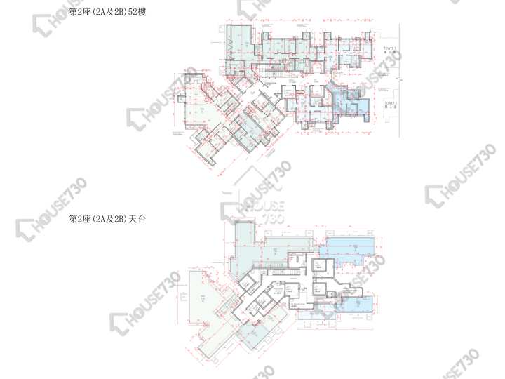 柏傲莊 平面圖 柏傲莊 1期 2座 (2A) 52樓 樓層平面圖 - House730