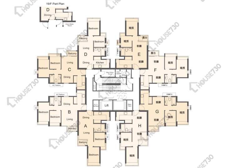 原築 平面圖 原築 2座 5-13,15-18,19樓 樓層平面圖 - House730