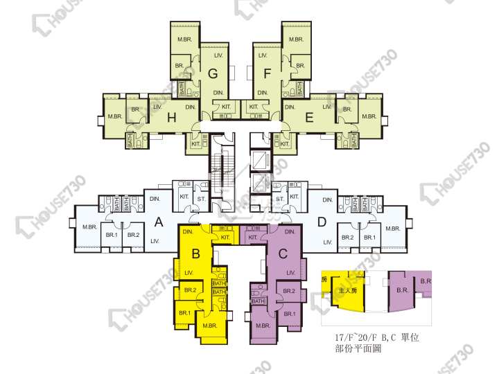 珀麗灣 平面圖 珀麗灣 1期 12座 1-3,5-13,15-19,20樓 樓層平面圖 - House730