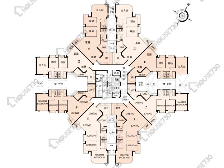 奕翠園 平面圖 奕翠園 3座 1-3,5-9,10樓 樓層平面圖 - House730