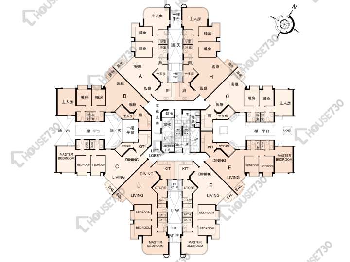 奕翠園 平面圖 奕翠園 2座 1-3,5-9,10樓 樓層平面圖 - House730