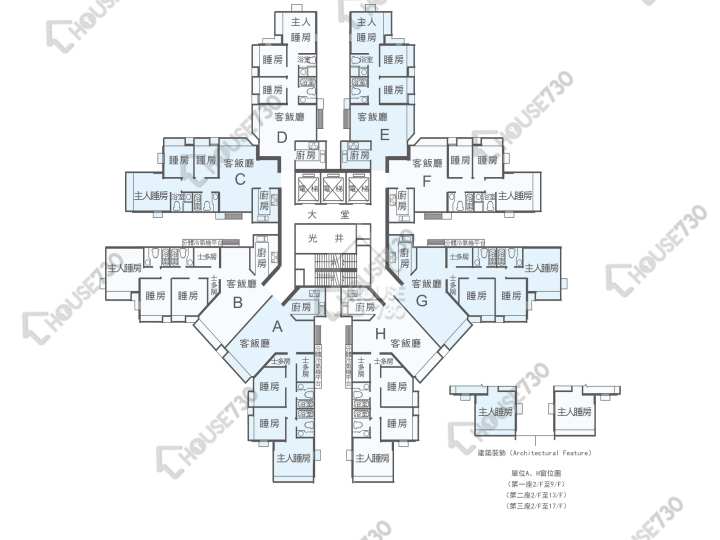恒峰花園 平面圖 恒峰花園 1座 2-27樓 樓層平面圖 - House730