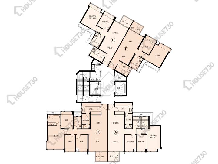 晉名峰 平面圖 晉名峰 E座 6-13,15-23,25-27,28樓 樓層平面圖 - House730