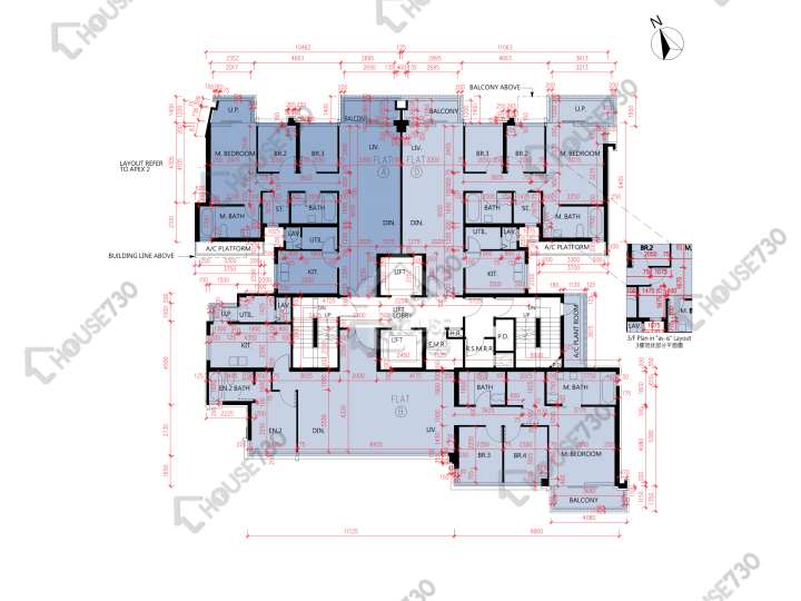 雲端 平面圖 雲端 Apex 3座 3樓 樓層平面圖 - House730