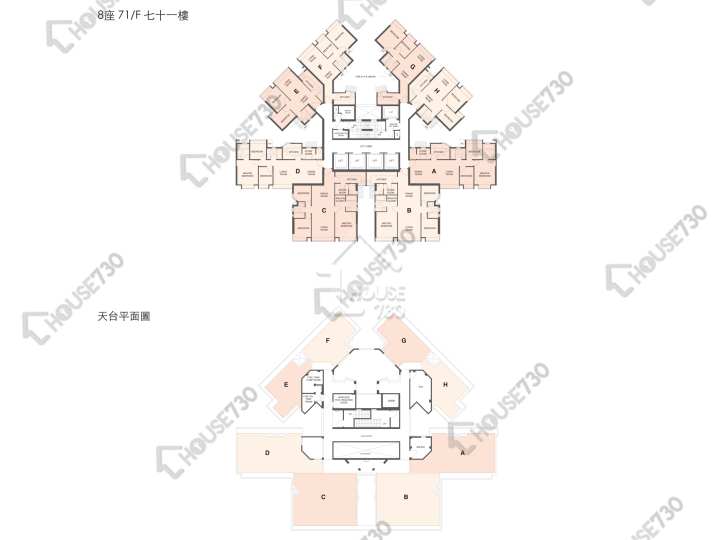 碧堤半島 平面圖 碧堤半島 1期 8座 71樓 樓層平面圖 - House730