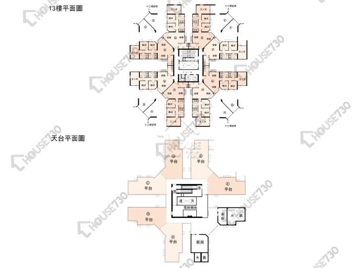 蔚翠花園 平面圖 蔚翠花園 2座 13樓 樓層平面圖 - House730