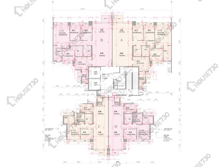 逸瓏灣 平面圖 逸瓏灣 II 大廈12座 2-3,5-6,7樓 樓層平面圖 - House730