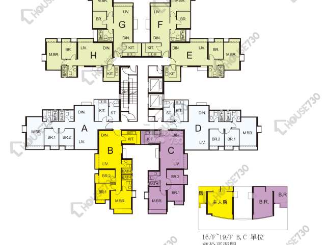 珀麗灣 平面圖 珀麗灣 1期 10座 1-3,5-13,15-20,21樓 樓層平面圖 - House730