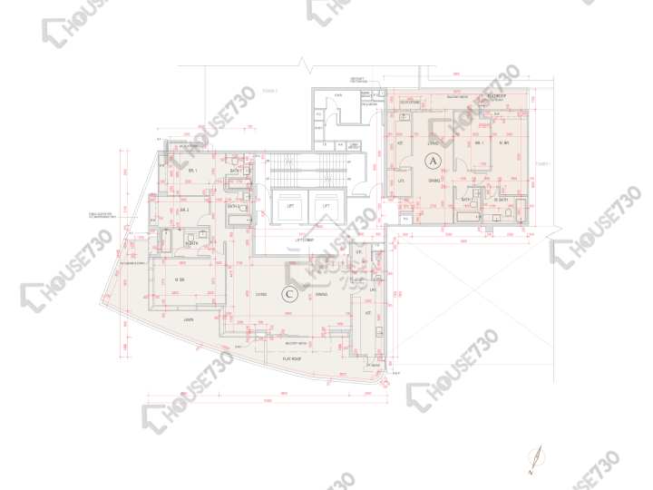 賢文禮士 平面圖 賢文禮士 2座 1樓 樓層平面圖 - House730