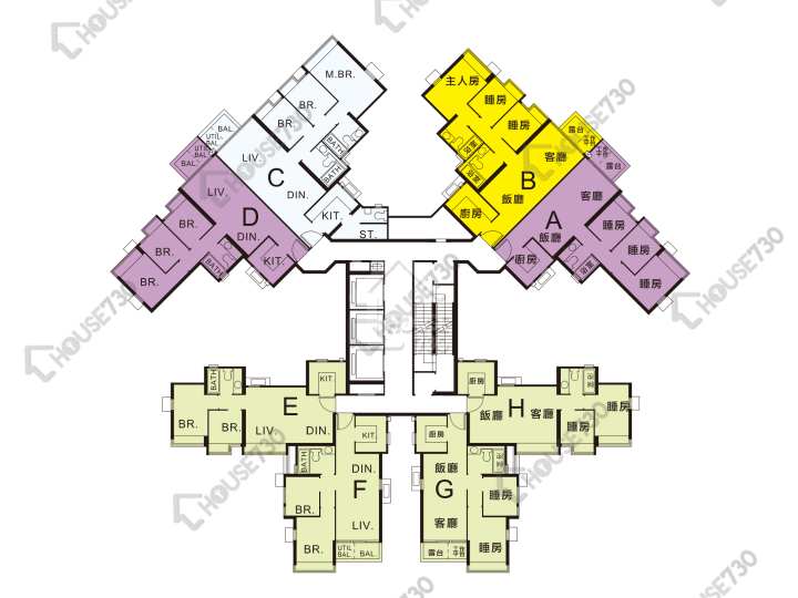珀麗灣 平面圖 珀麗灣 3期 23座 6-13,15-23,25-31,32樓 樓層平面圖 - House730