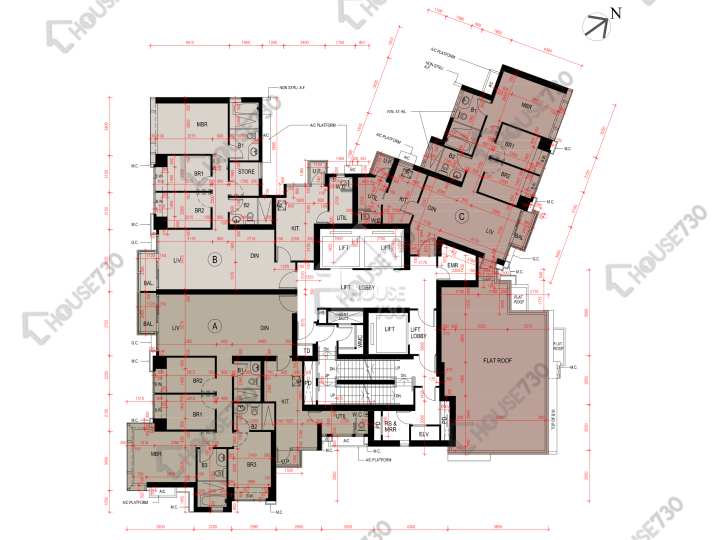 瓏璽 平面圖 瓏璽 2座 23樓 樓層平面圖 - House730