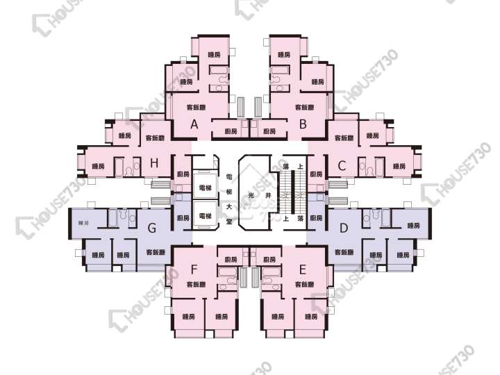 粉嶺名都 平面圖 粉嶺名都 嘉麗閣 (7座) 1-20樓 樓層平面圖 - House730
