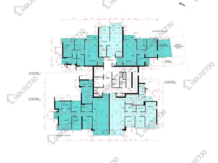 雲海 平面圖 雲海 1期 Sandalwood Court 1座 2樓 樓層平面圖 - House730