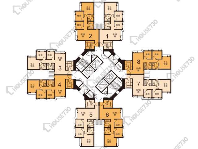 天盛苑 平面圖 天盛苑 盛勤閣 (E座) 1-40樓 樓層平面圖 - House730