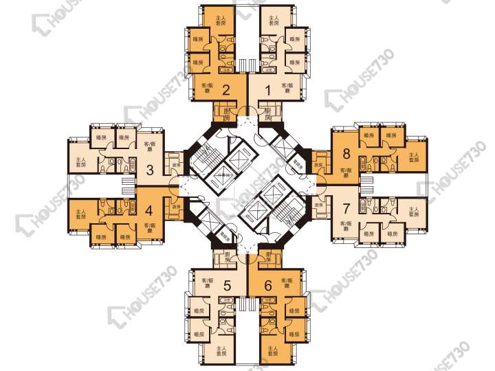 天盛苑 平面圖 天盛苑 盛勤閣 (E座) 1-40樓 樓層平面圖 - House730