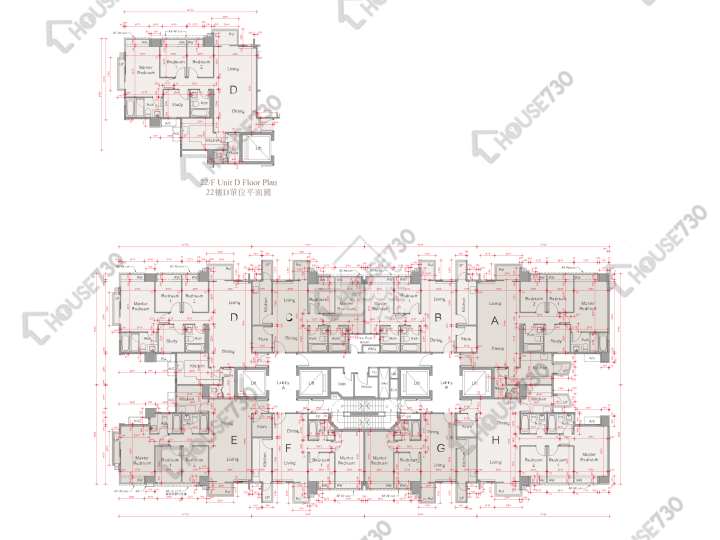 溱柏 平面圖 溱柏 1座 21-22樓 樓層平面圖 - House730