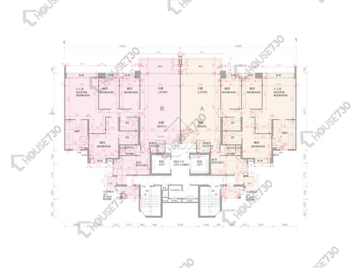 逸珑湾 平面图 逸珑湾 I 大厦2座 2-3,5-12,15楼 楼层平面图 - House730