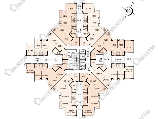 奕翠園 平面圖 奕翠園 1座 1-3,5-9,10樓 樓層平面圖 - House730