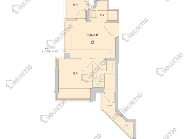 Cheung Sha Wan MAISON ROSE Upper Floor Unit Floor Plan 御匯-高層/中層/低層-D室 House730-7243504