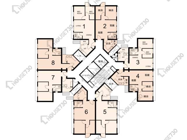 嘉田苑 平面圖 嘉田苑 嘉康閣 (A座) 1-35樓 樓層平面圖 - House730