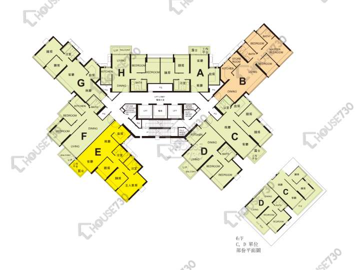 珀麗灣 平面圖 珀麗灣 5期 28座 6-13,15-23,25-31,32樓 樓層平面圖 - House730