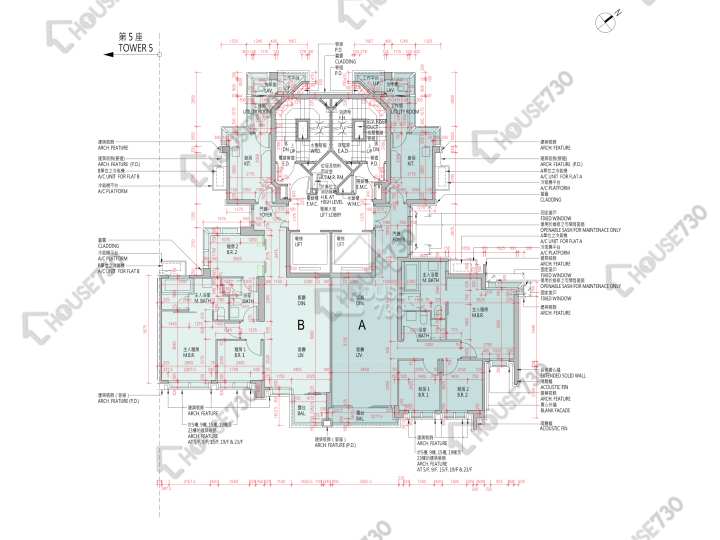 高爾夫.御苑 平面圖 高爾夫.御苑 6座 2-3,5-12,15-22,23樓 樓層平面圖 - House730
