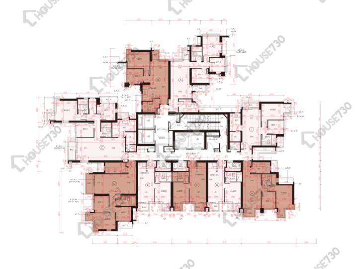 星凱.堤岸 平面圖 星凱.堤岸 5座 26-33,35-43,45-48,49樓 樓層平面圖 - House730