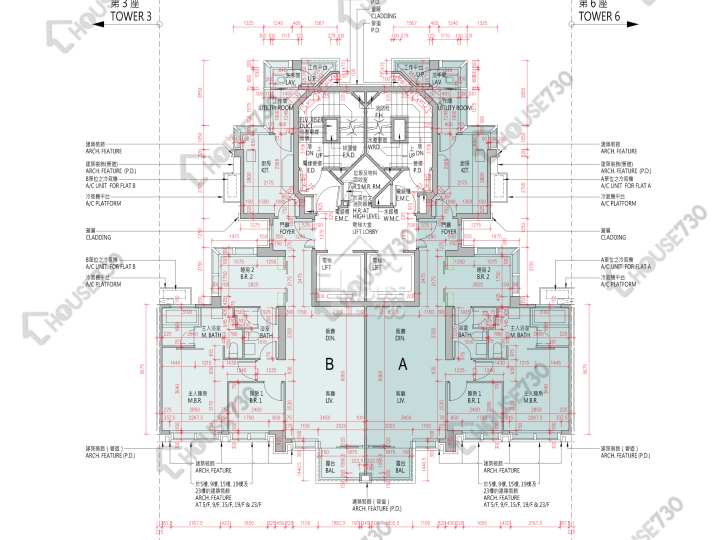 高爾夫.御苑 平面圖 高爾夫.御苑 5座 2-3,5-12,15-23,25-26,27樓 樓層平面圖 - House730