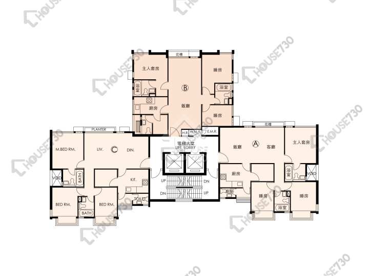 又一居 平面圖 又一居 30座 2-10樓 樓層平面圖 - House730