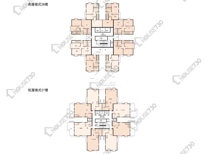 學士臺 平面圖 學士臺 1座 27-28樓 樓層平面圖 - House730