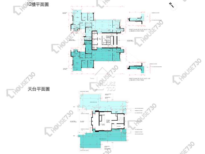 雲海 平面圖 雲海 1期 Cedar Court 1座 12樓 樓層平面圖 - House730