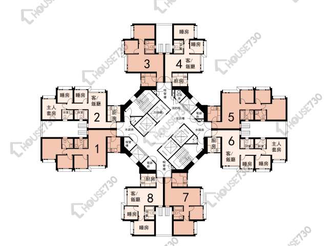 昌盛苑 平面圖 昌盛苑 昌兆閣 (B座) 1-40樓 樓層平面圖 - House730