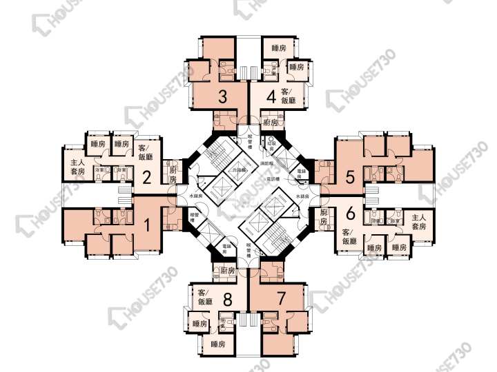 昌盛苑 平面圖 昌盛苑 昌兆閣 (B座) 1-40樓 樓層平面圖 - House730
