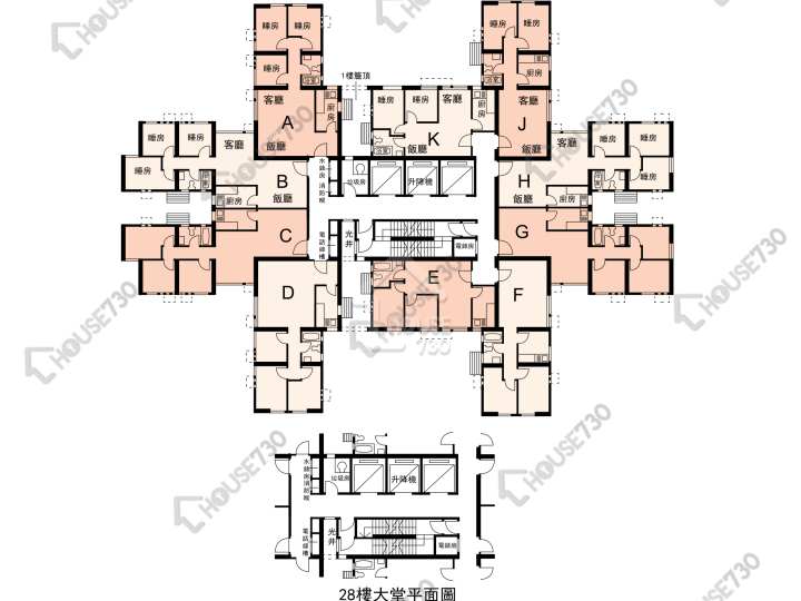 榮福中心 平面圖 榮福中心 6座 1-28樓 樓層平面圖 - House730