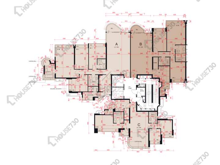 維港.星岸 平面圖 維港.星岸 1座 20樓 樓層平面圖 - House730