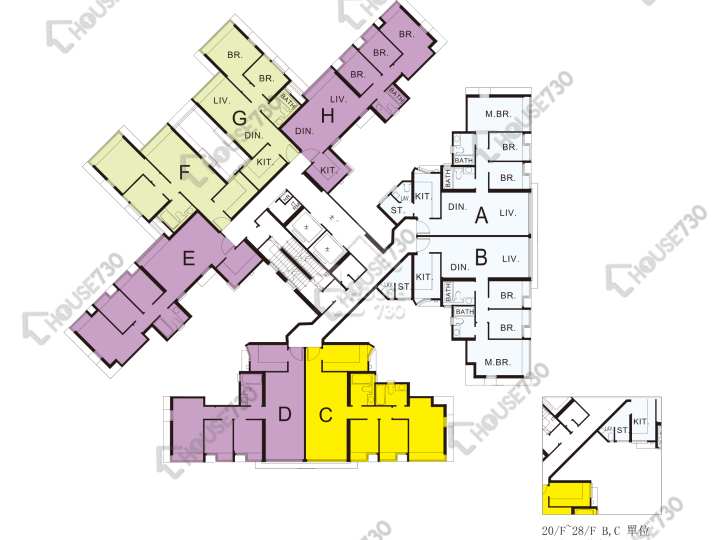 珀麗灣 平面圖 珀麗灣 2期 2座 1-3,5-13,15-23,25-27,28樓 樓層平面圖 - House730