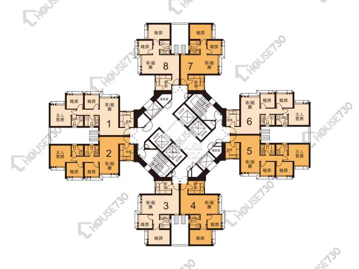 天盛苑 平面圖 天盛苑 盛泉閣 (O座) 1-40樓 樓層平面圖 - House730