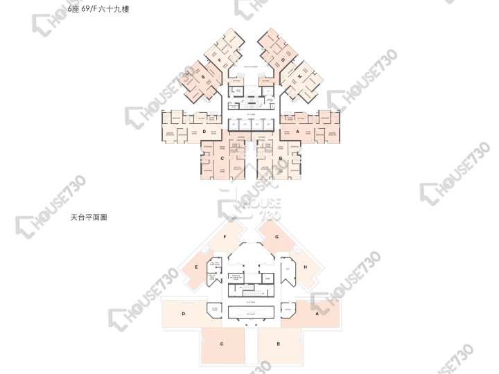碧堤半島 平面圖 碧堤半島 1期 6座 69樓 樓層平面圖 - House730