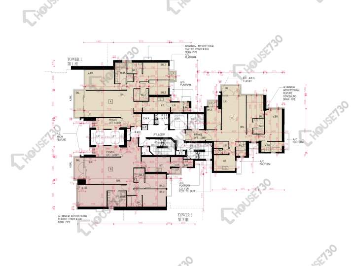 傲玟 平面圖 傲玟 2座 3,5-12,15-23,25,26樓 樓層平面圖 - House730