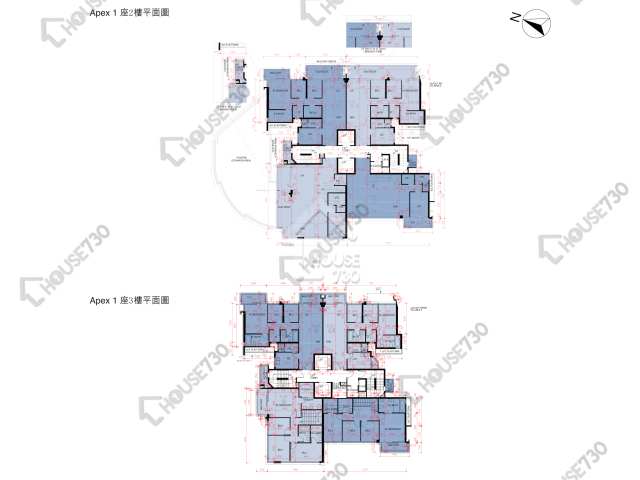 雲端 平面圖 雲端 Apex 1座 2-3樓 樓層平面圖 - House730