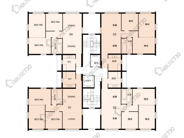 North Point Mid-Levels VIKING VILLAS Middle Floor Floor Plan D座-高層/中層/低層 House730-7243599