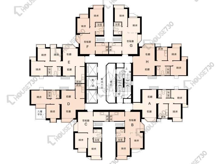 翠怡花園 平面圖 翠怡花園 2期 7座 9-13樓 樓層平面圖 - House730