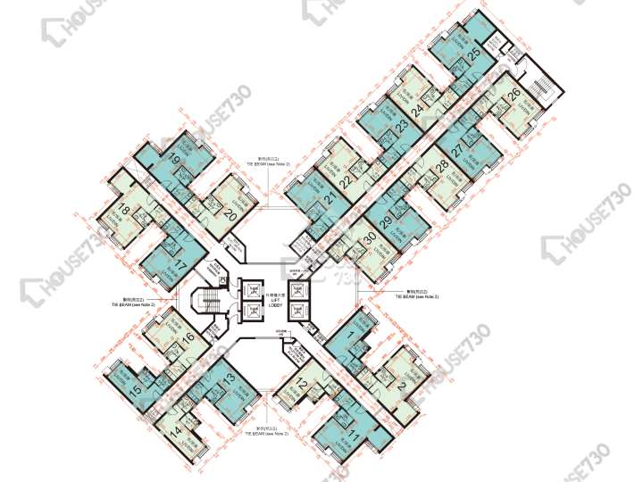 雍明苑 平面圖 雍明苑 A座 (潤明閣) 14-26樓 樓層平面圖 - House730