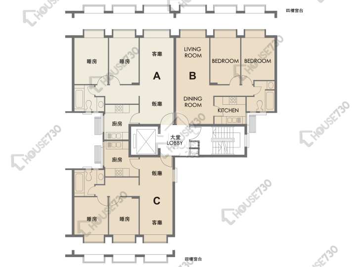 嘉豐花園 平面圖 嘉豐花園 15座 2-4樓 樓層平面圖 - House730