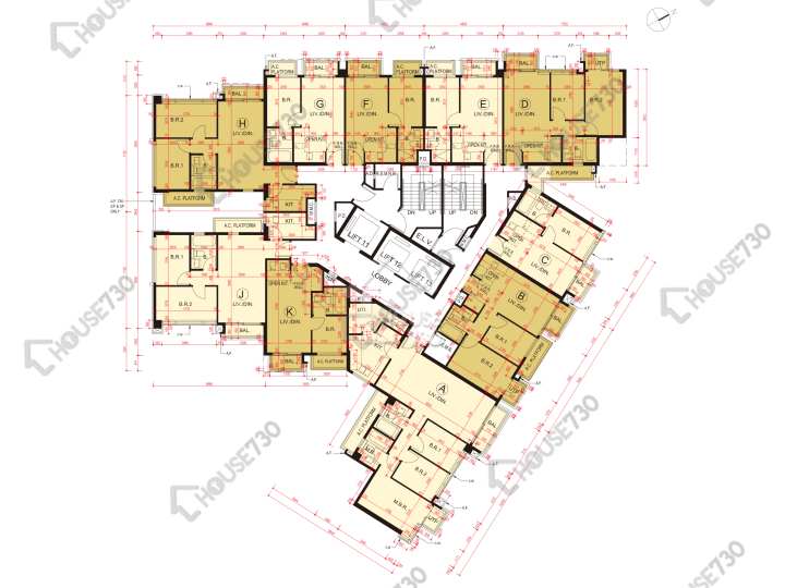 泓碧 平面圖 泓碧 5座 2-3,5-11,12樓 樓層平面圖 - House730