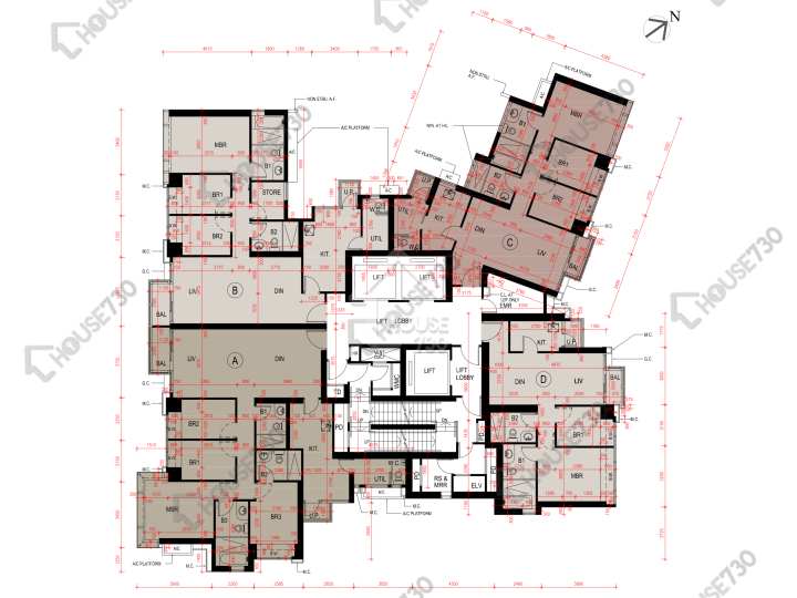 瓏璽 平面圖 瓏璽 2座 7-12,15-21,22樓 樓層平面圖 - House730