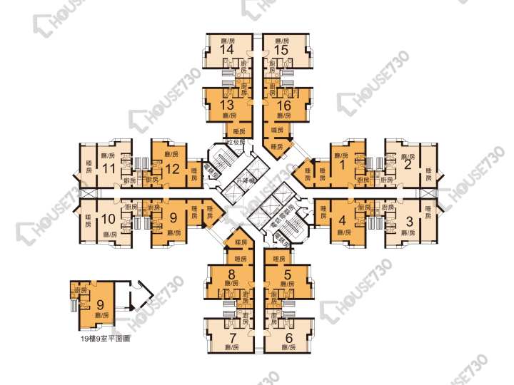 天盛苑 平面圖 天盛苑 盛頤閣 (C座) 1-40樓 樓層平面圖 - House730