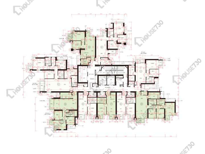星凱.堤岸 平面圖 星凱.堤岸 3座 26-33,35-43,45-48,49樓 樓層平面圖 - House730