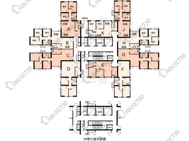 榮福中心 平面圖 榮福中心 2座 1-28樓 樓層平面圖 - House730
